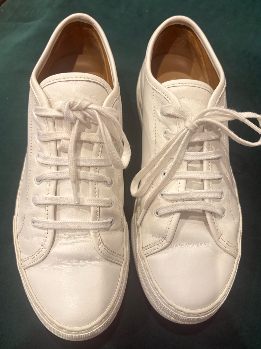 Women’s Common Projects Low Top Tournament Classic White Leather Sneakers